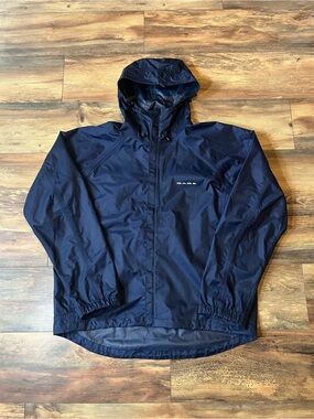 Grundens Gage Technical Gear Waterproof Rain Jacket Hooded Navy Fishing Shell L